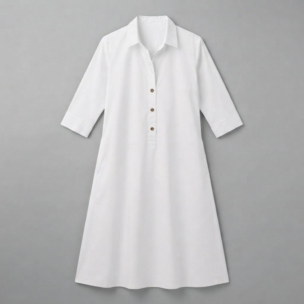 Abito camicia lungo da donna con chiusura a bottoni