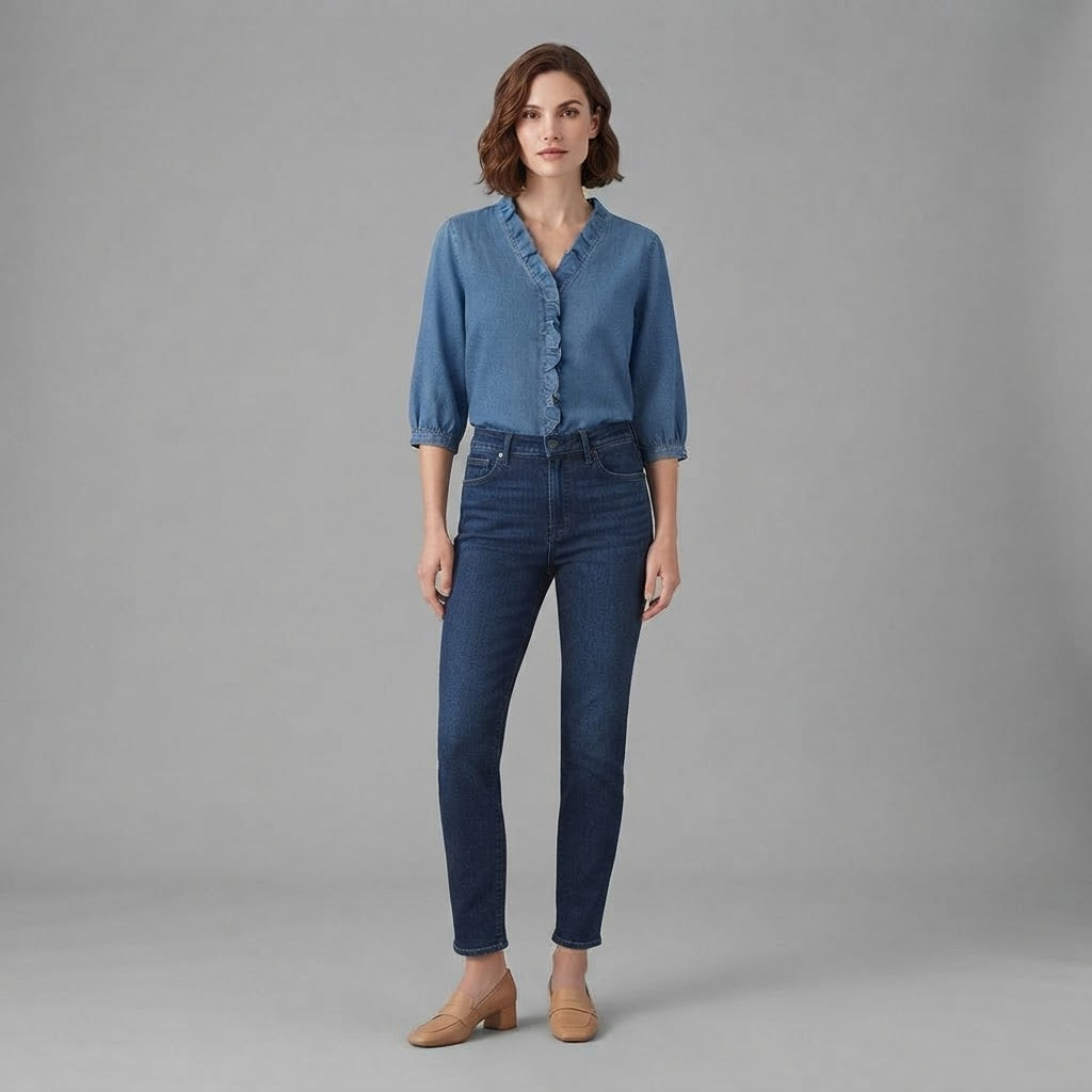 Camicetta da donna con scollo a V | Camicetta con balze