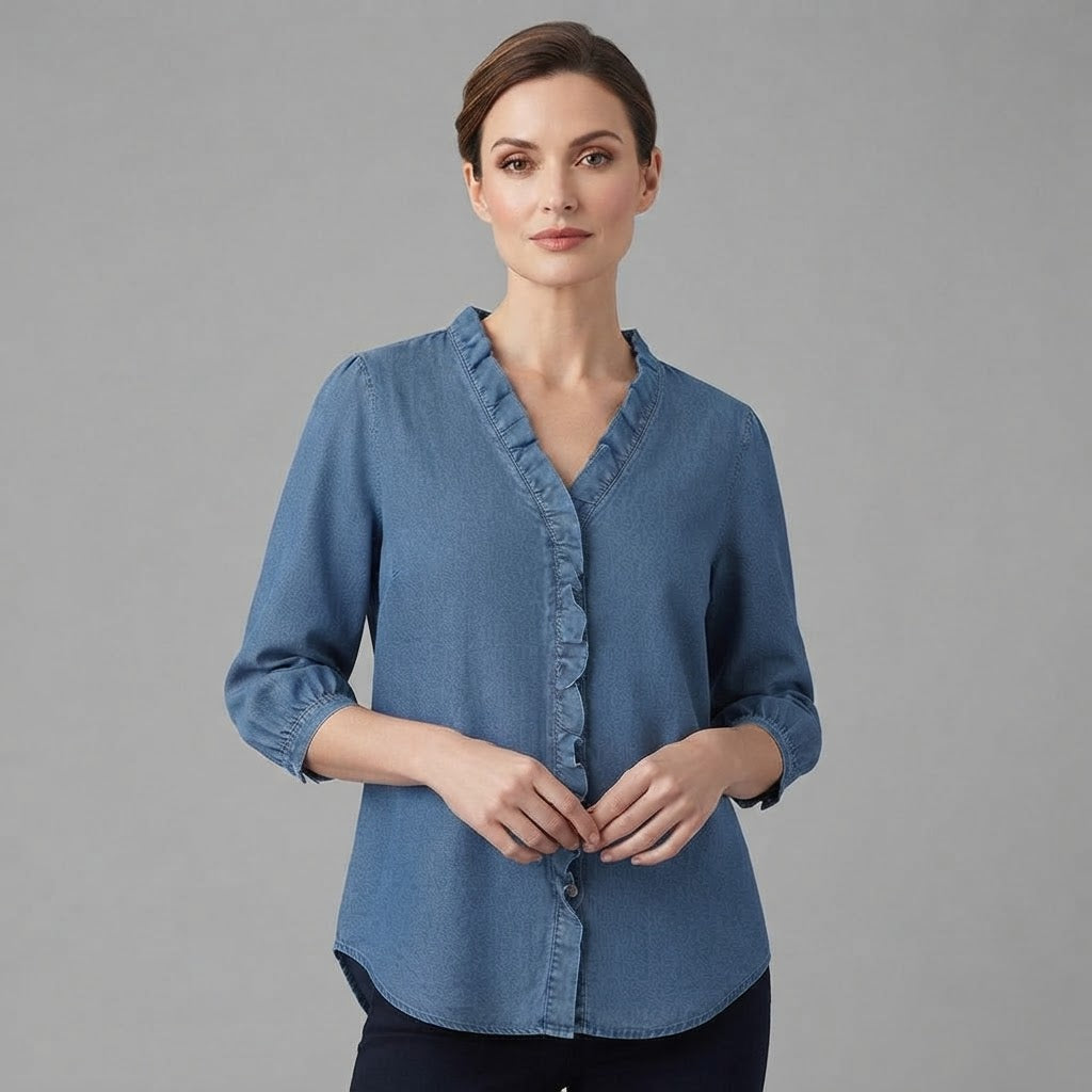 Camicetta da donna con scollo a V | Camicetta con balze