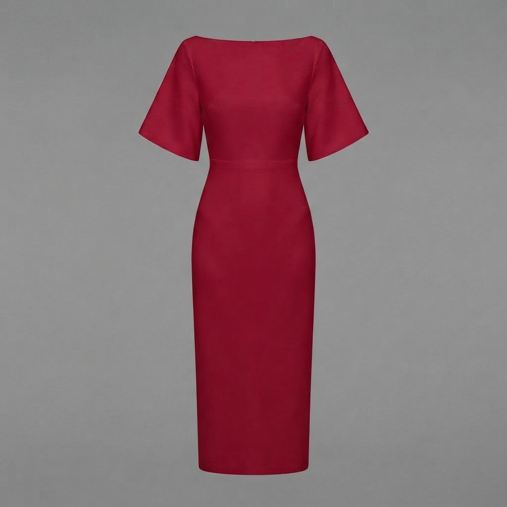 Abito midi elegante da donna a maniche corte