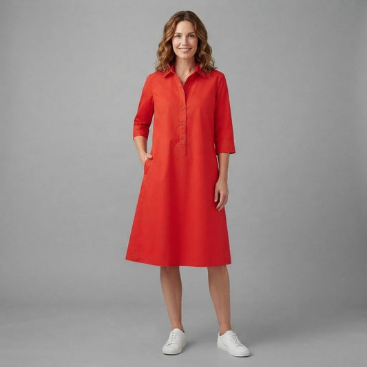 Abito camicia lungo da donna con chiusura a bottoni