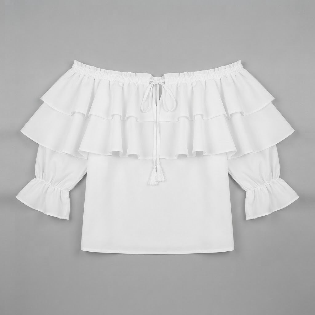 Blusa con volant e spalle scoperte | Maglia a maniche lunghe da donna