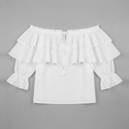 Blusa con volant e spalle scoperte | Maglia a maniche lunghe da donna