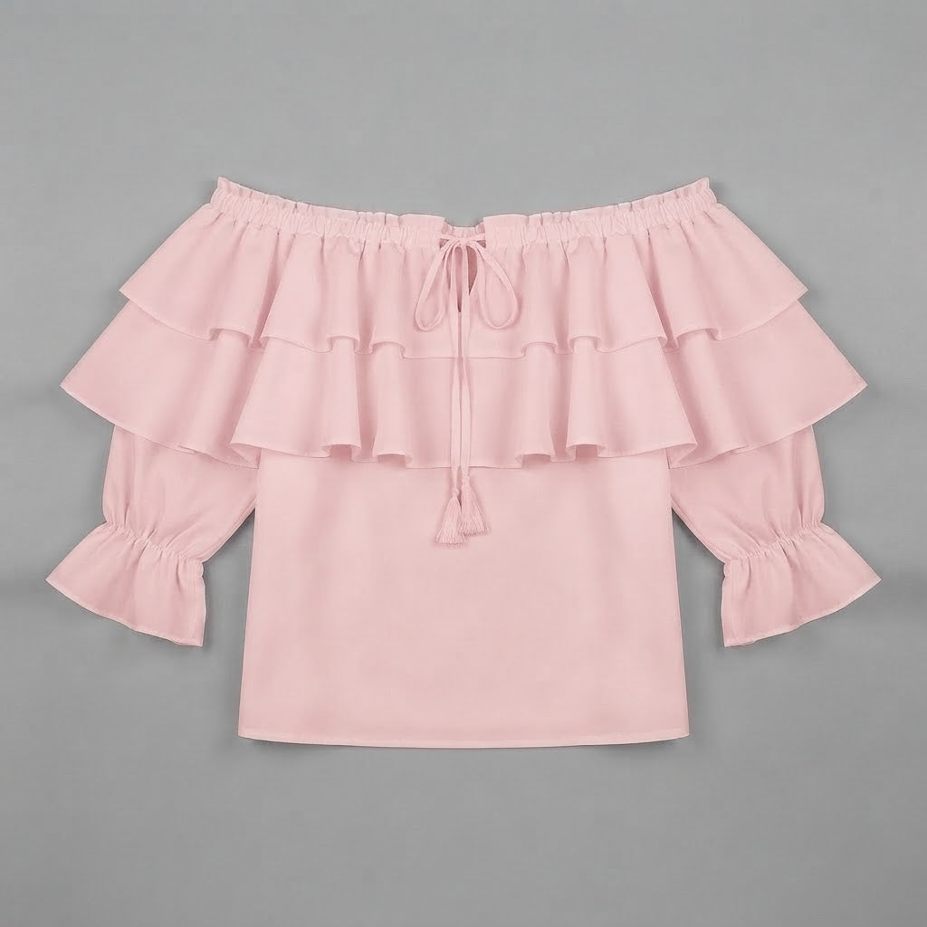 Blusa con volant e spalle scoperte | Maglia a maniche lunghe da donna