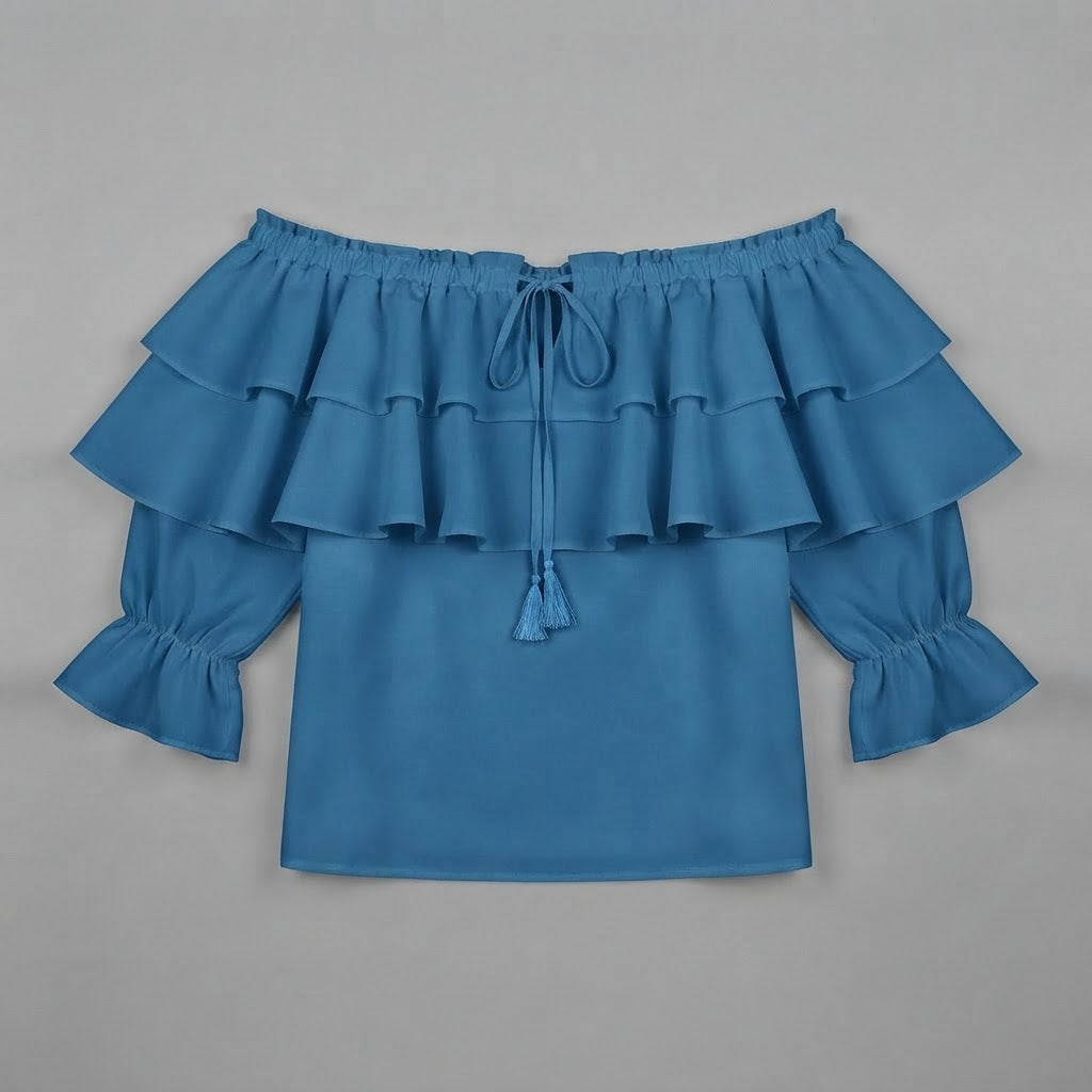 Blusa con volant e spalle scoperte | Maglia a maniche lunghe da donna