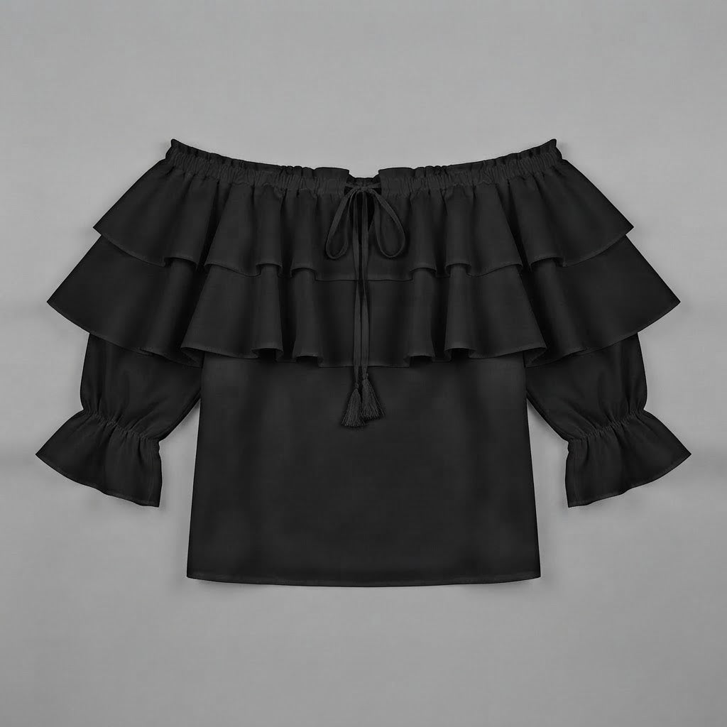Blusa con volant e spalle scoperte | Maglia a maniche lunghe da donna