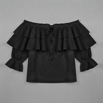 Blusa con volant e spalle scoperte | Maglia a maniche lunghe da donna