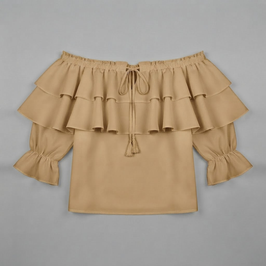 Blusa con volant e spalle scoperte | Maglia a maniche lunghe da donna