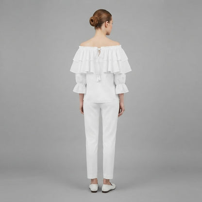 Blusa con volant e spalle scoperte | Maglia a maniche lunghe da donna