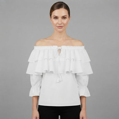 Blusa con volant e spalle scoperte | Maglia a maniche lunghe da donna