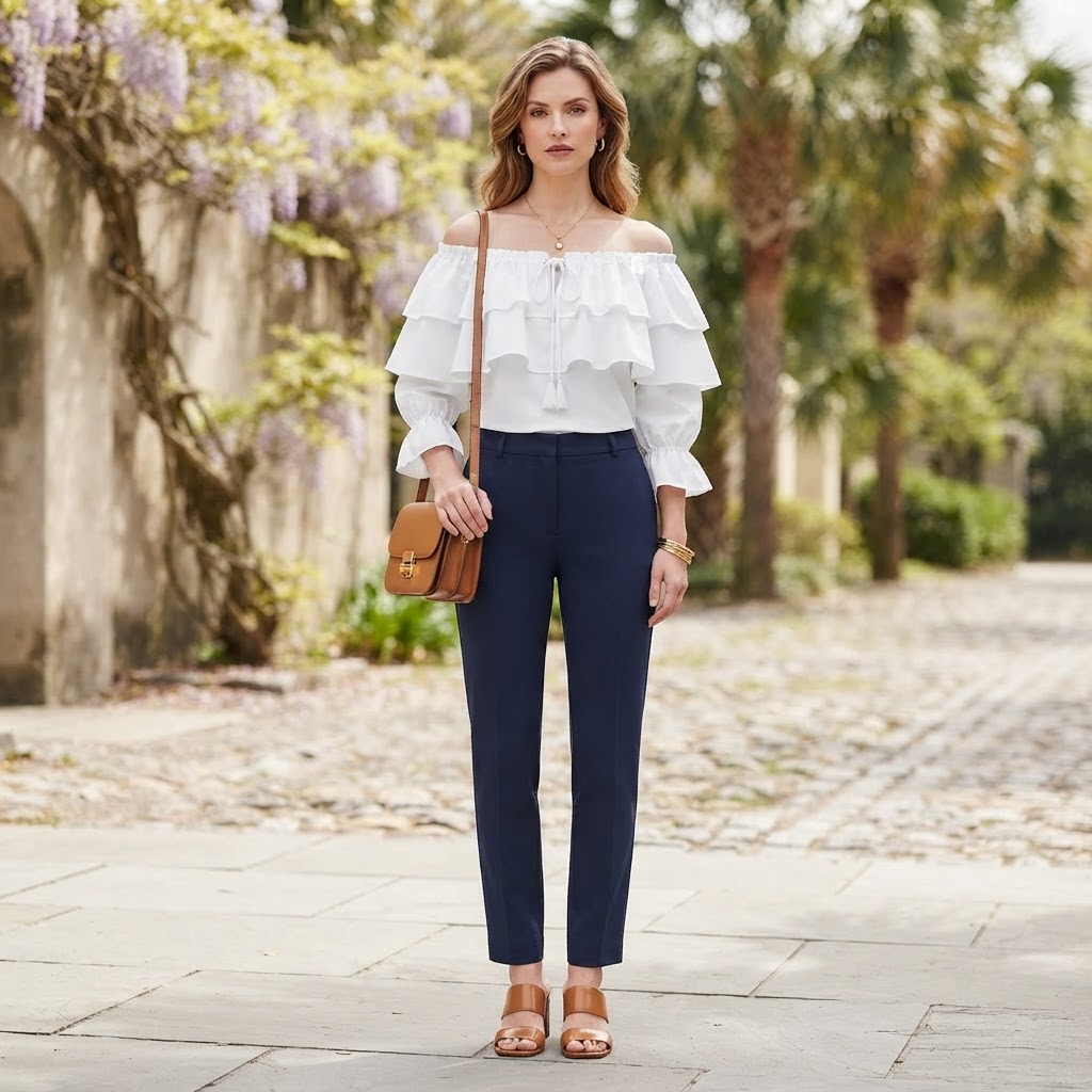 Blusa con volant e spalle scoperte | Maglia a maniche lunghe da donna