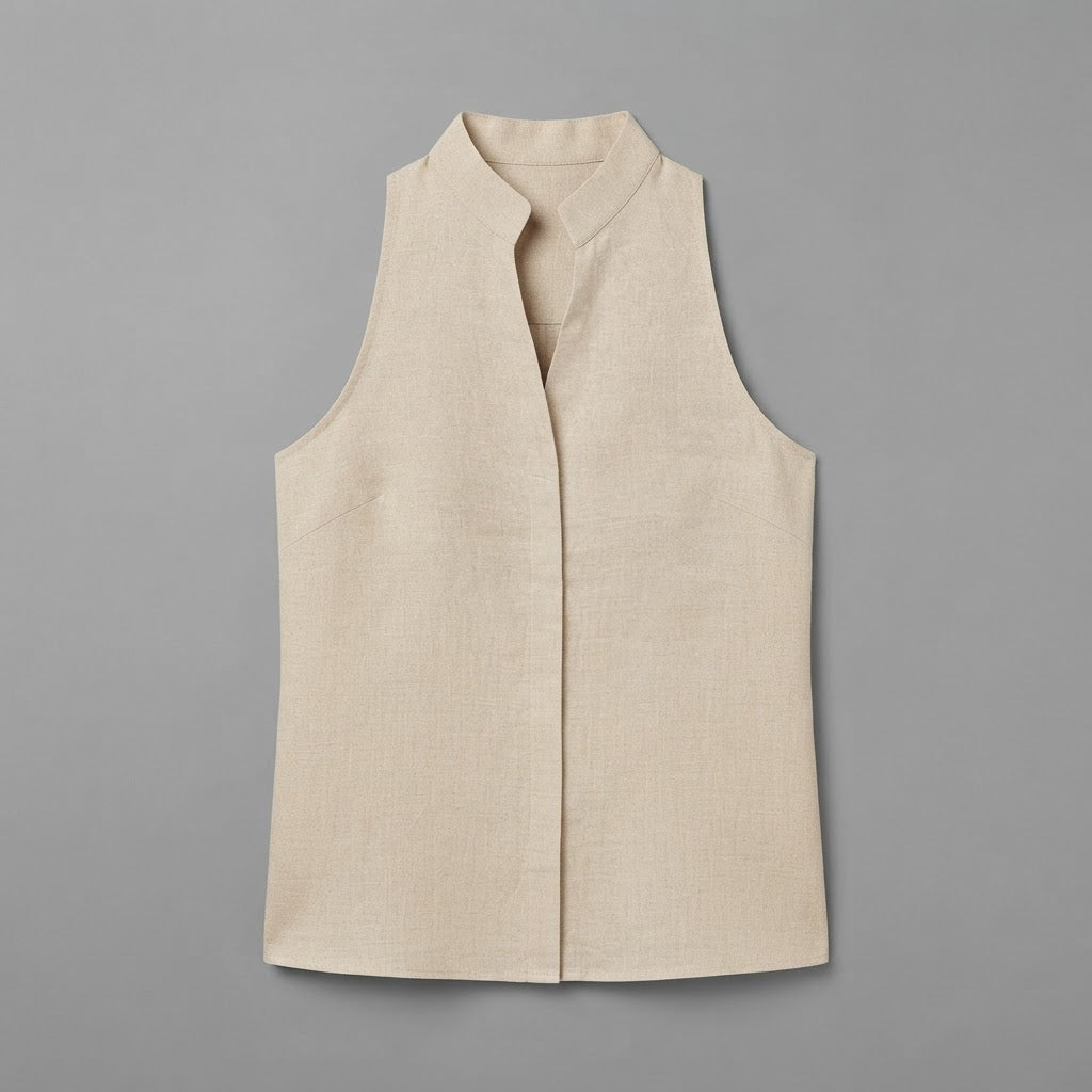 Blusa con scollo a V | Top da donna senza maniche