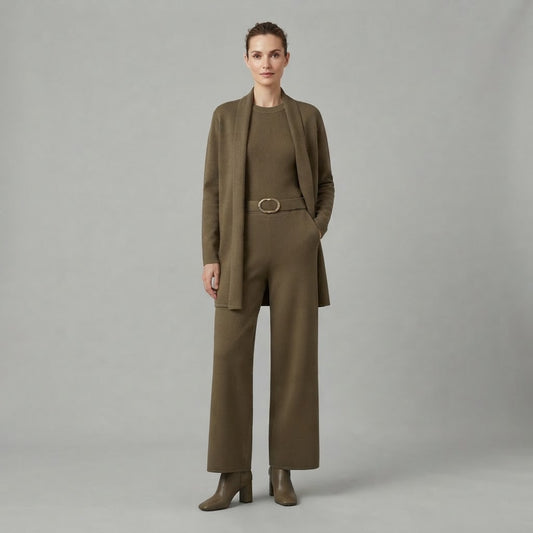 Completo da donna a tre pezzi | Pantaloni a gamba larga