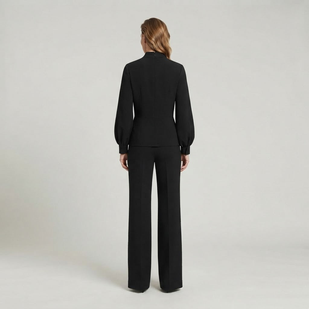 Completo da donna in due pezzi | Top a collo alto e pantaloni ampi