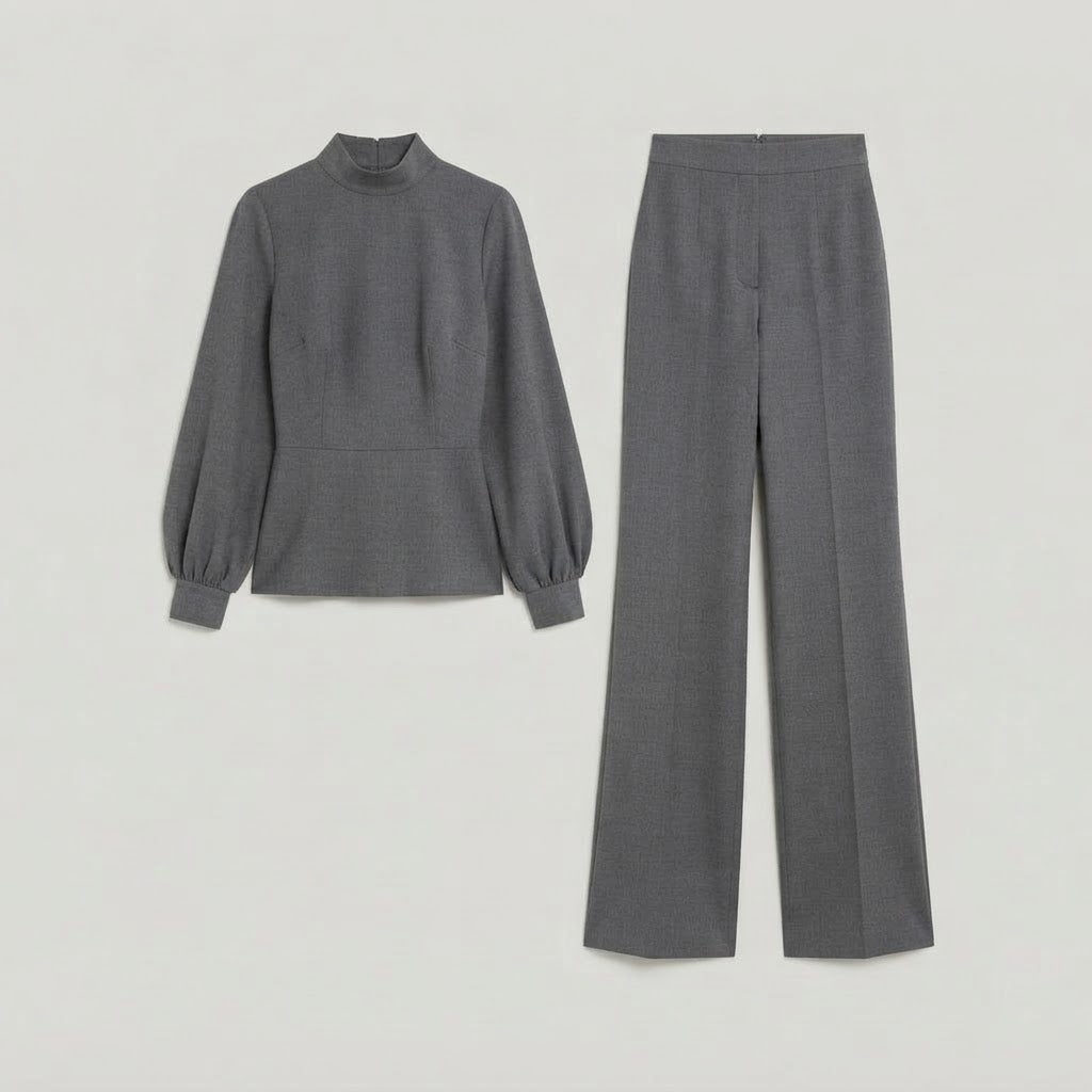 Completo da donna in due pezzi | Top a collo alto e pantaloni ampi