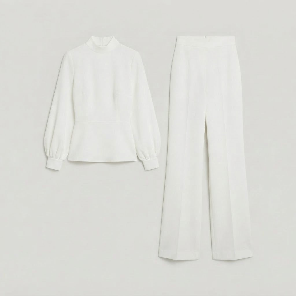 Completo da donna in due pezzi | Top a collo alto e pantaloni ampi