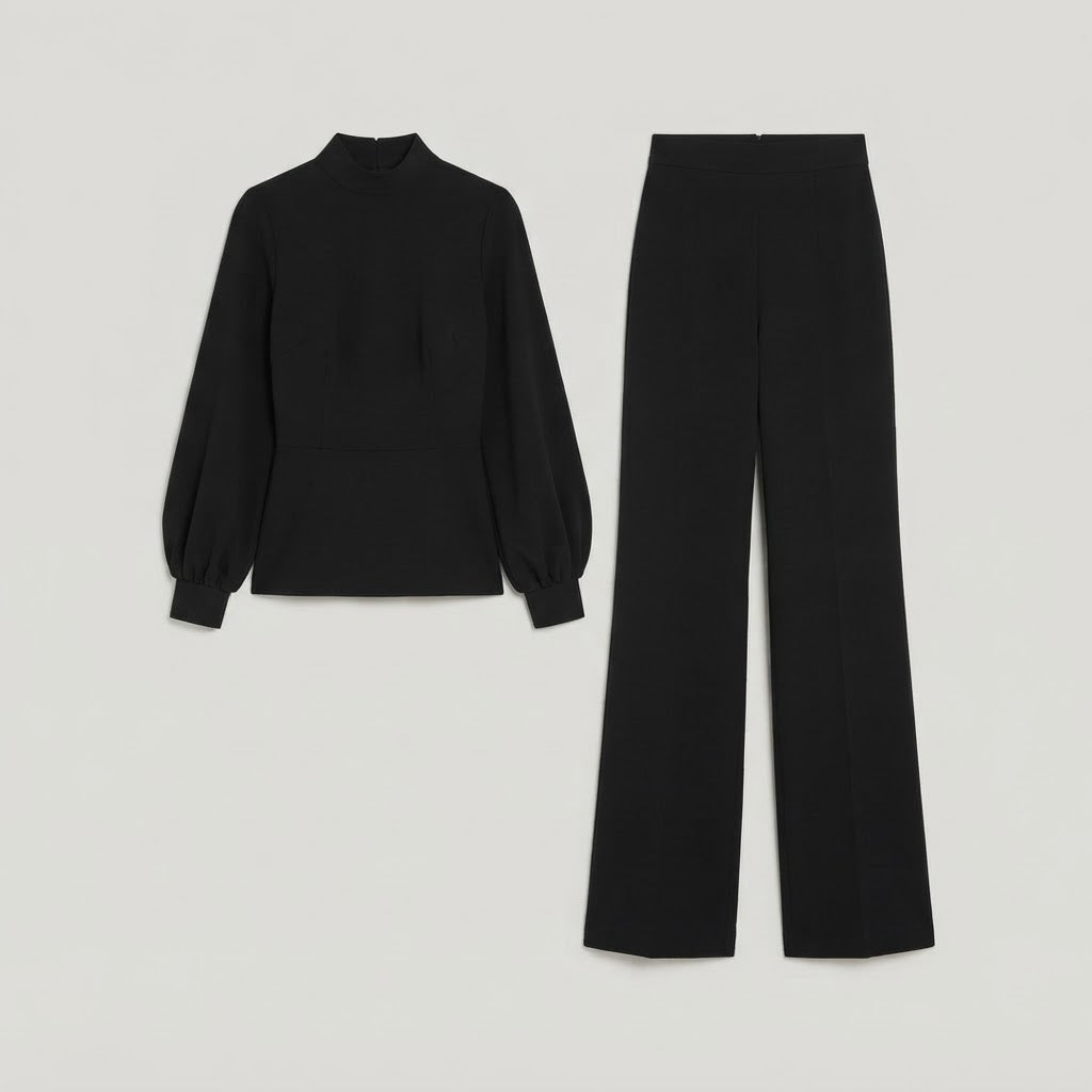 Completo da donna in due pezzi | Top a collo alto e pantaloni ampi