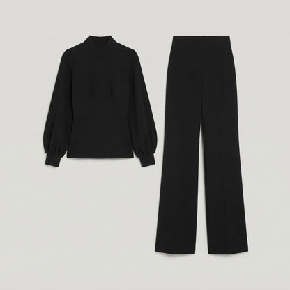 Completo da donna in due pezzi | Top a collo alto e pantaloni ampi